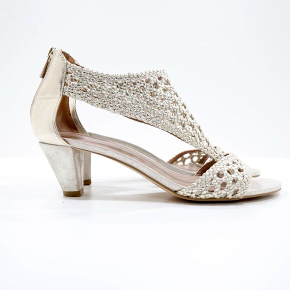 Donald Pliner Verona-2 Gold Leather 2" Block Heel Dress Pumps - 9.5 - Picture 3 of 7